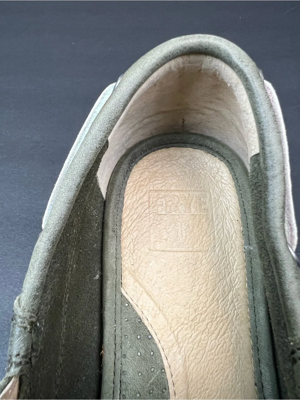 FRYE Mens Size US 10 Sully Boat Green Brown Leather Loafers Slip On Shoes